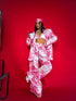 LUX silver pants "GEISHA" - white with pink